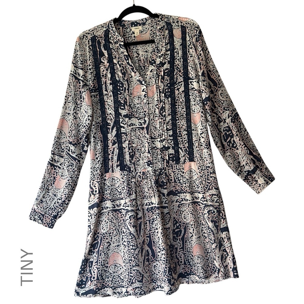 ANTHROPOLOGIE x TINY | NWOT CAVIANA SHIRTDRESS PAISLEY PINK BLUE LACE | SMALL